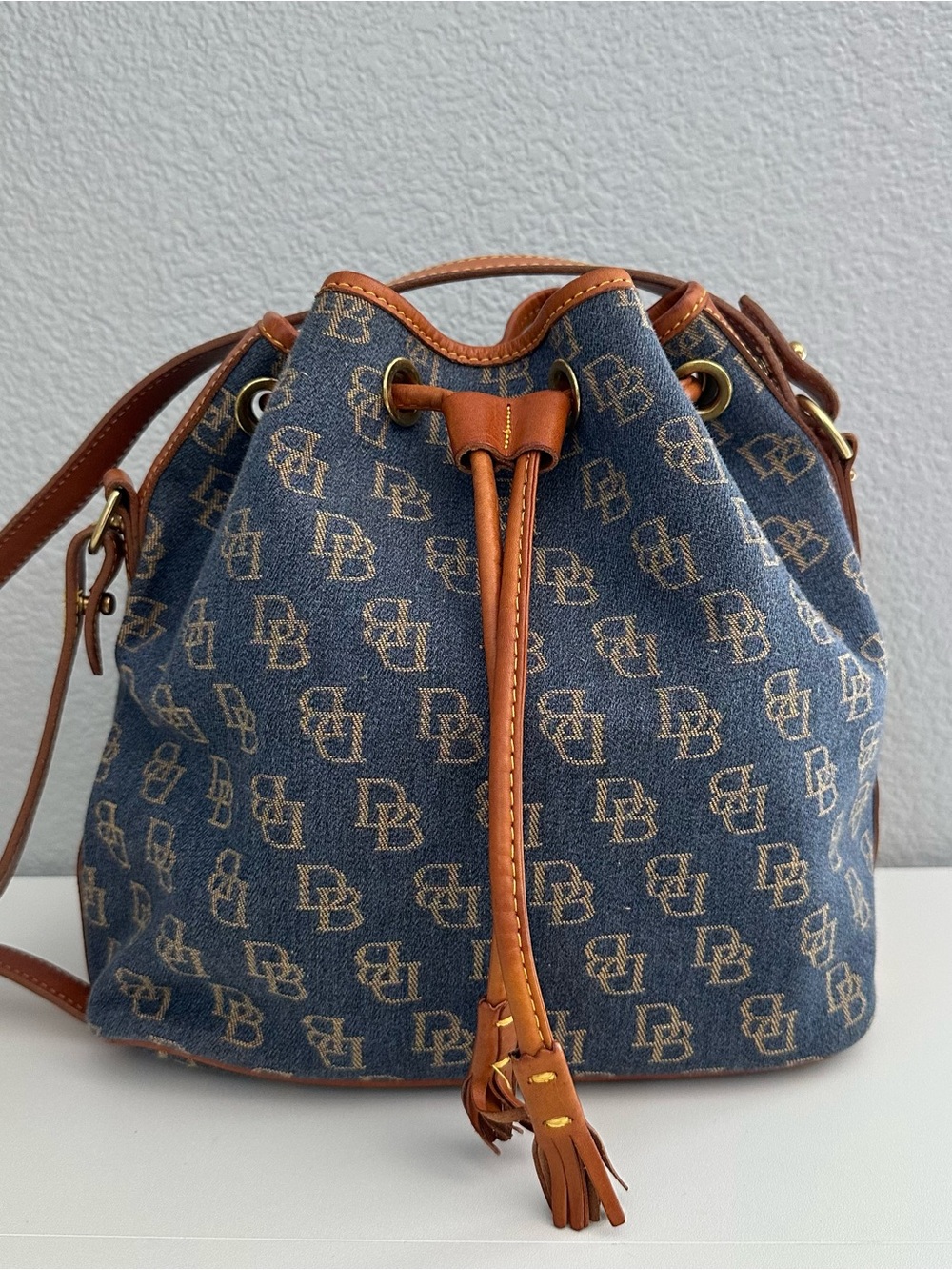 Dooney & Burke DB Monogram Denim Bucket Bag